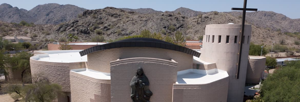 Front of Corpus Christi Roman Catholic Church in Phoenix, Arizona